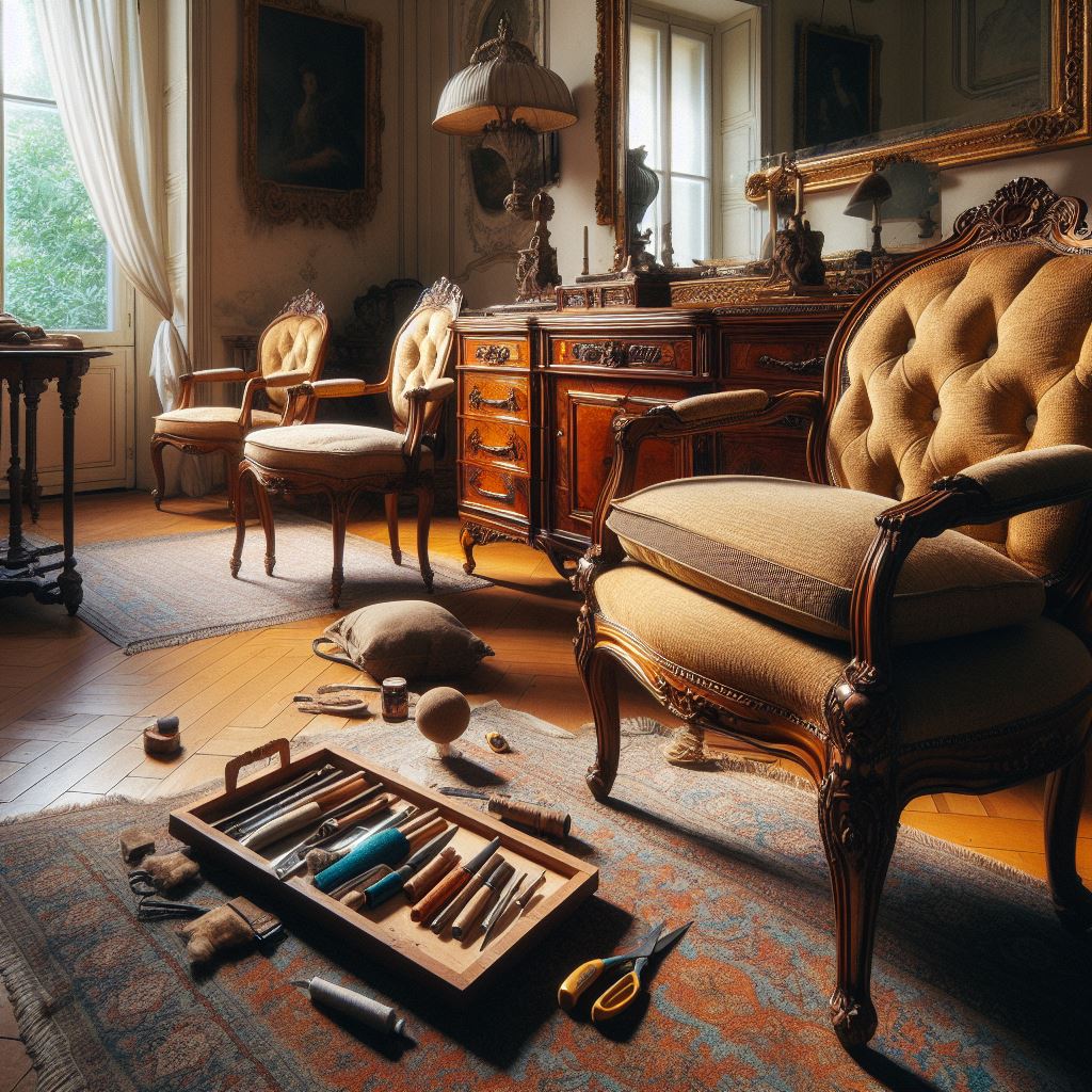 Реставрация и переосмысление старинной мебели с помощью современных тканей фото